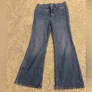 J. Crew Dark Blue Flare Jeans - High-Rise Wide Leg